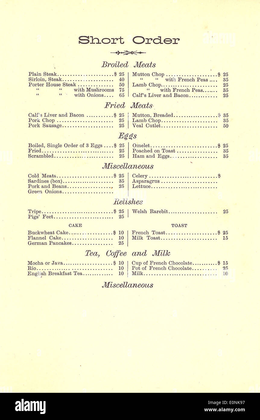 Short order menu side 2 hires stock photography and images Alamy