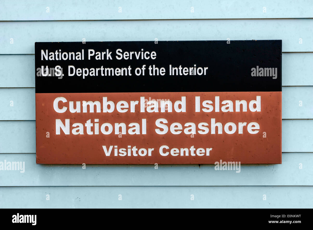 Cumberland Island National Seashore Visitor Center sign Stock Photo