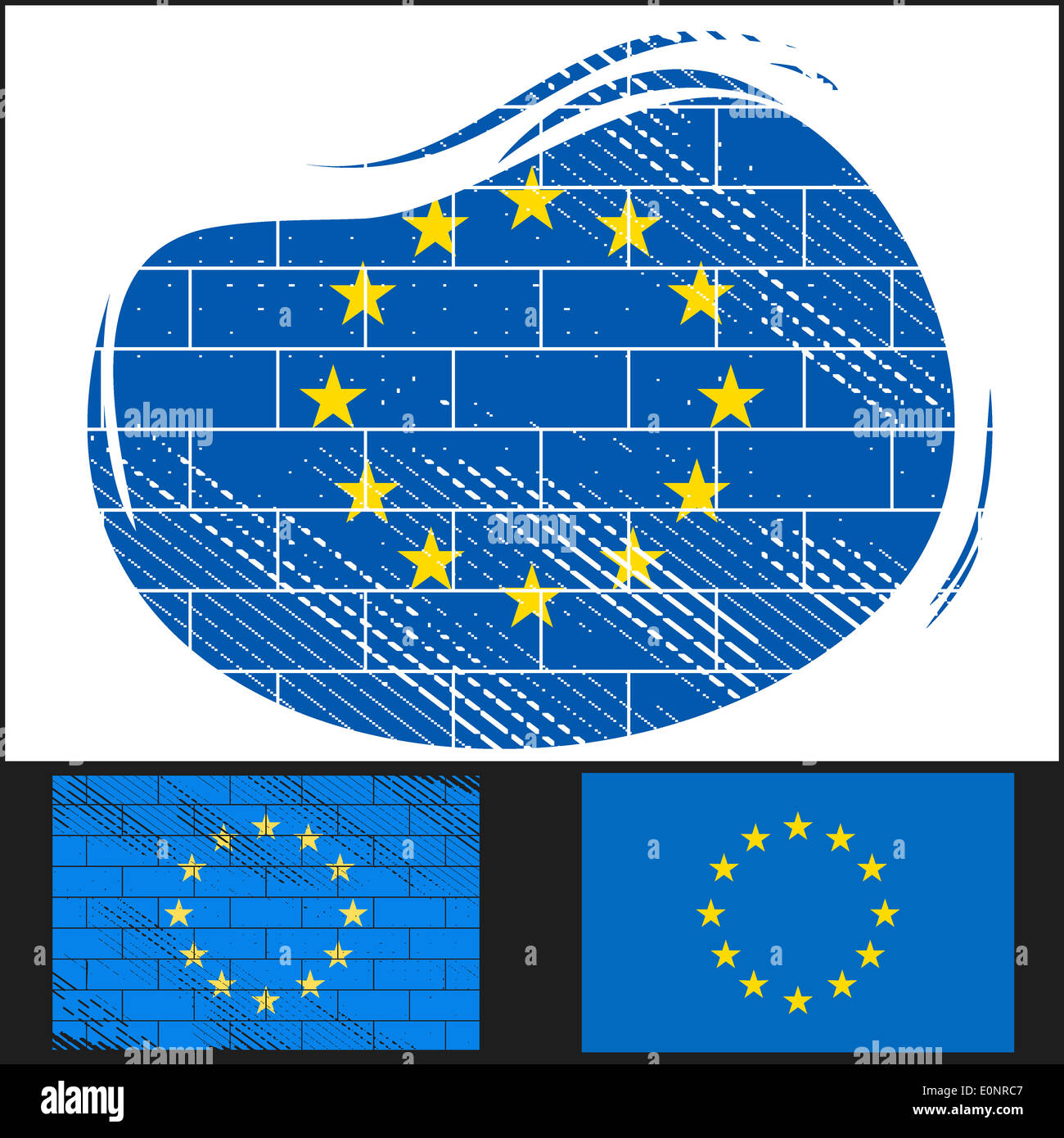 Scratched EU flag Stock Photo