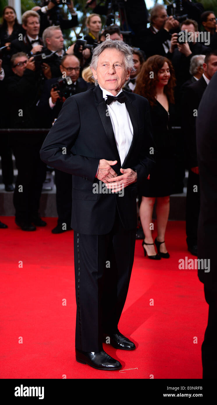 Cannes, France. 17th May, 2014. Franco-Polish director Roman Polanski arrives for the screening of the film Saint Laurent at the 67th Cannes Film Festival in Cannes, France, May 17, 2014. Credit:  Ye Pingfan/Xinhua/Alamy Live News Stock Photo