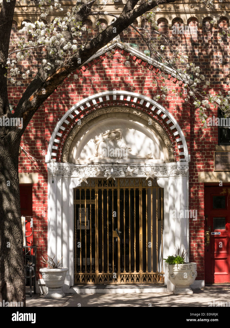 Front Door, The Chapel of San Lorenzo Ruiz , Philippine Catholic Church, Little Italy, NYC, USA Stock Photo