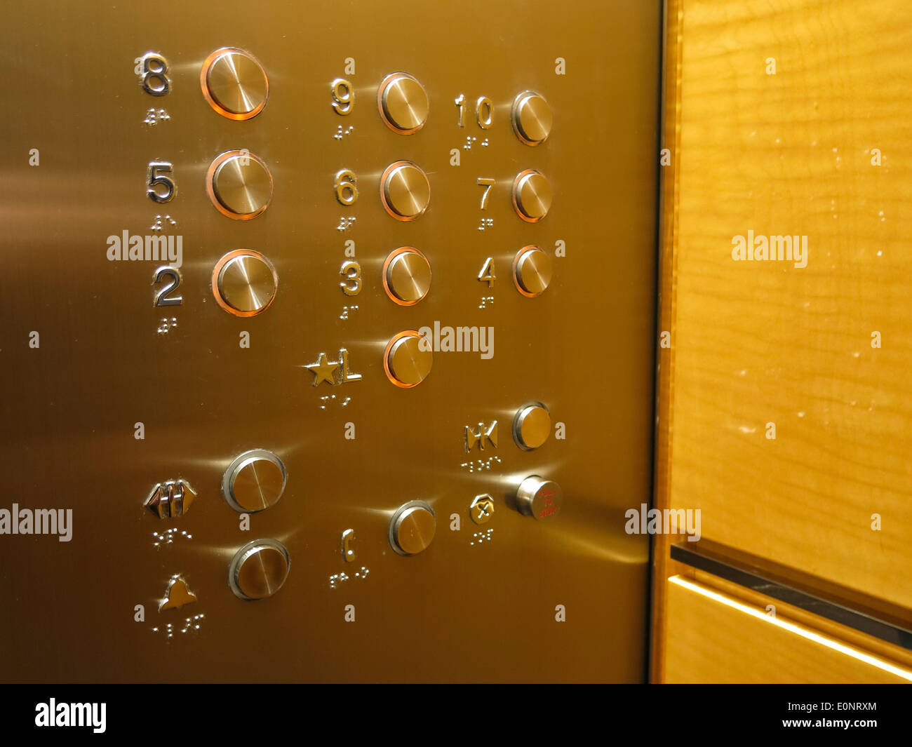 Elevator Car Interior, Floor Selection Panel, USA Stock Photo