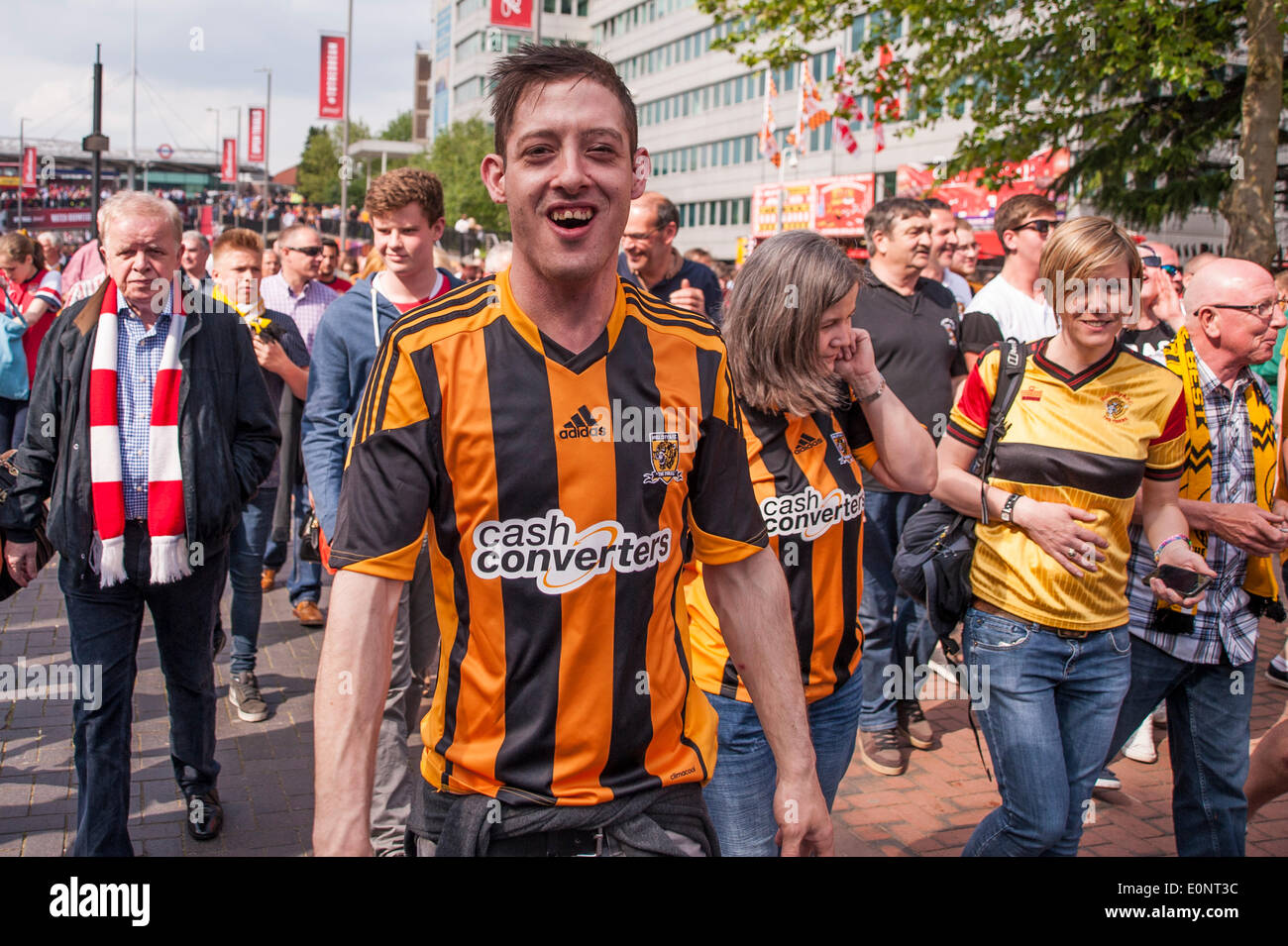 Wembley stadium, London, UK, 17 May 2014.  FA Cup Final between Arsenal FC and Hull City FC.  Fans gather outside the stadium before the game.        Credit:  Stephen Chung/Alamy Live News Stock Photo