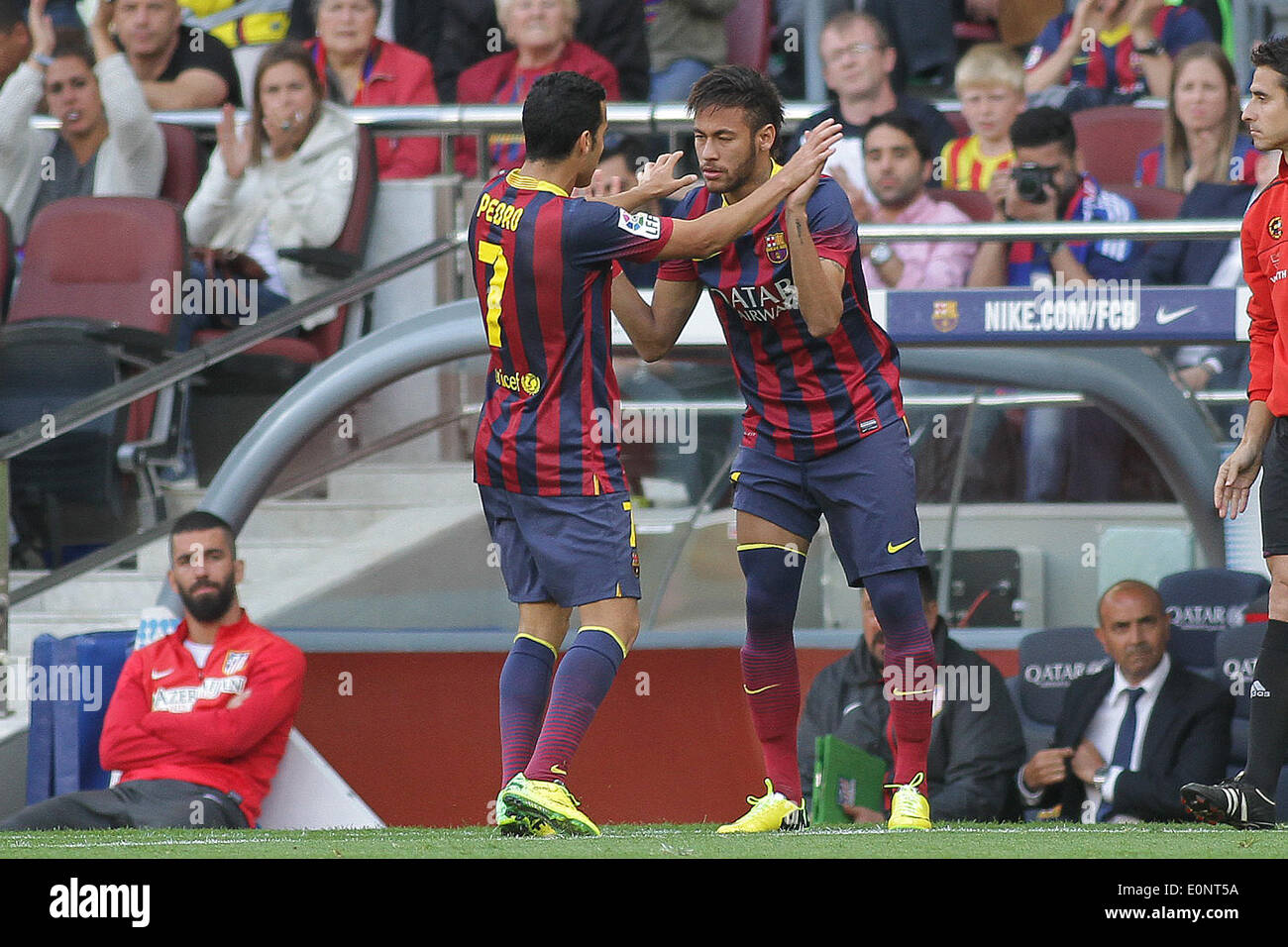 Barcelona, Spain. 17th May, 2014. Pedro substitution Neymar during the  spanish league match between FC. Barcelona