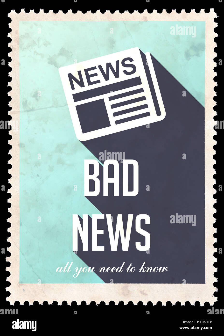 Bad News on Blue in Flat Design. Stock Photo