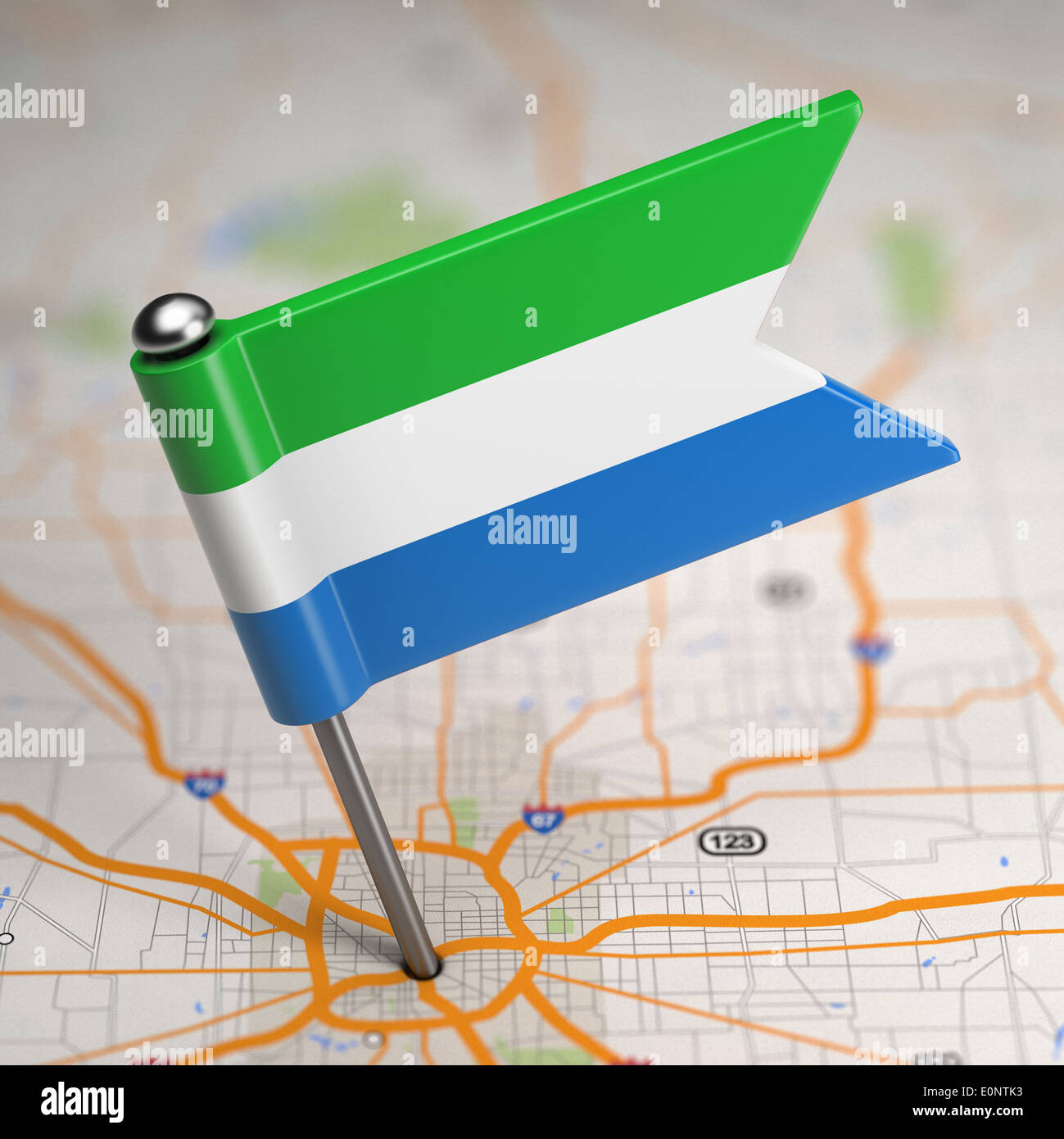 Small Flag of Sierra Leone on a Map Background with Selective Focus ...