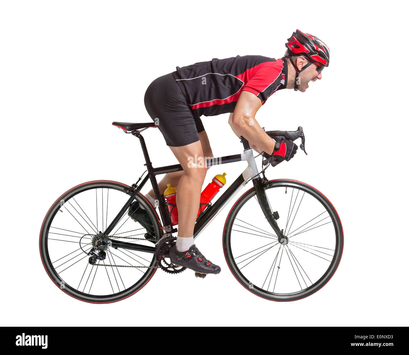 cyclist sprints on a bike isolated on white background Stock Photo ...