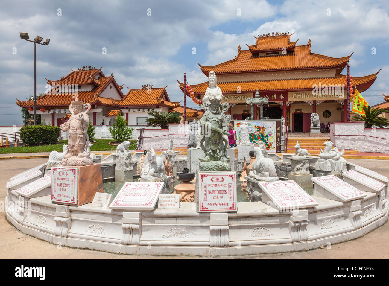 Kuan Yin statute and fountain at TeoChew Temple, Vietnamese and Taoist