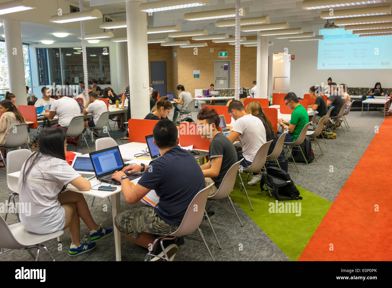 Sydney Australia,UTS,University of Technology Sydney,campus,Haymarket Library,education,school,computer,stations,lab,student students studying,Interne Stock Photo