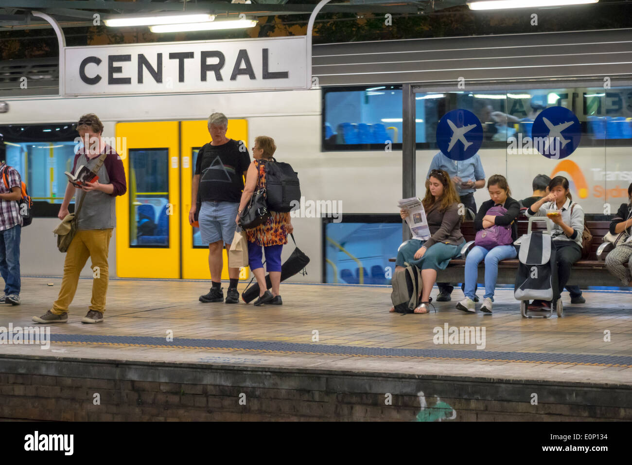Sydney Australia,Central Station,Sydney Trains,platform,riders ...