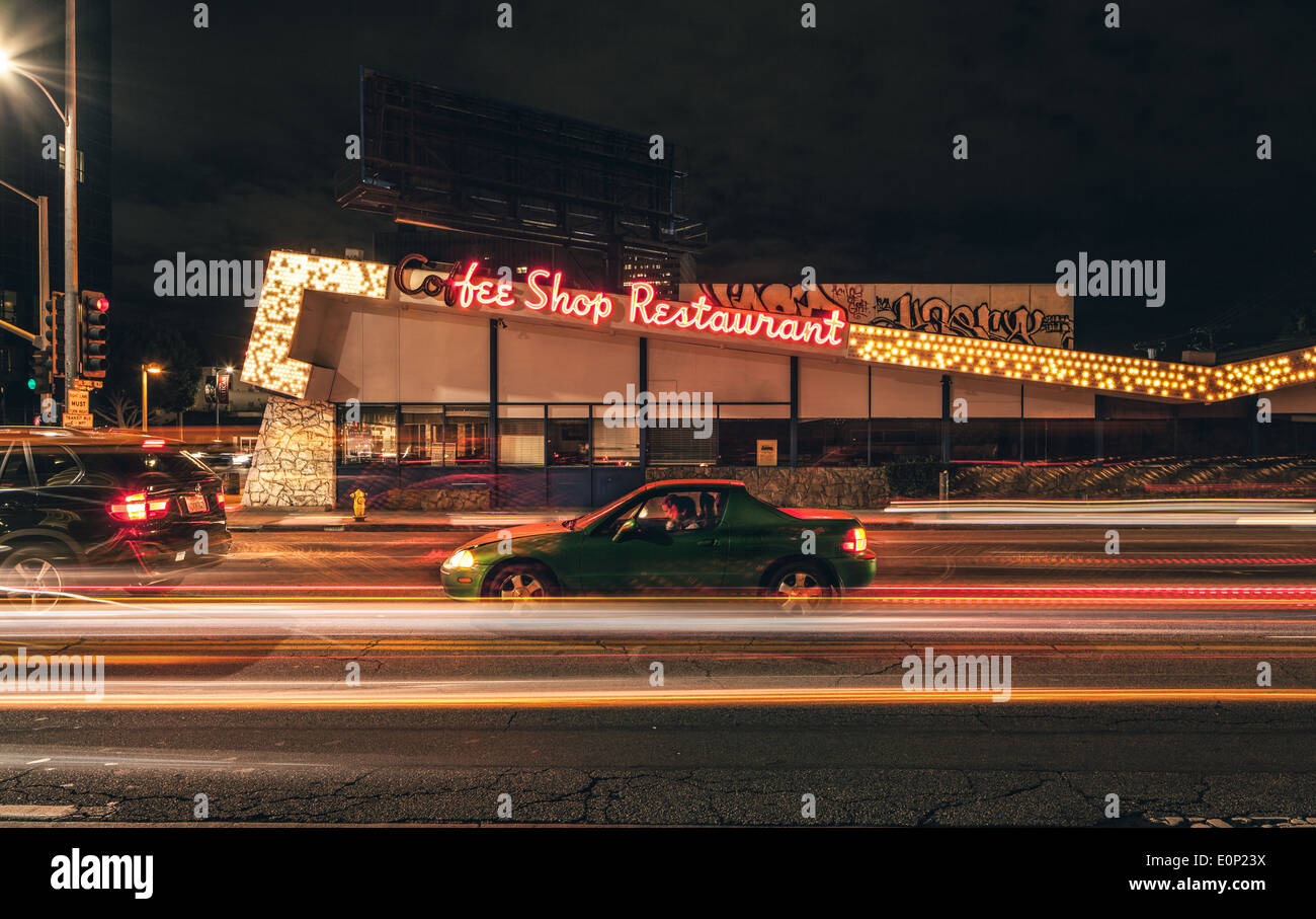 Long Exposure at Streetlight on Fairfax, Los Angeles Stock Photo