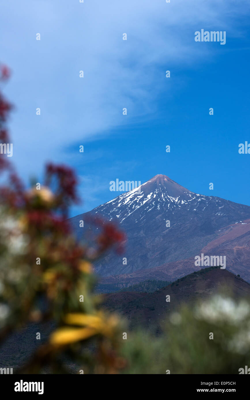 Volcano Teide viewed from the Teno Mountains west coast Tenerife Canaries Stock Photo