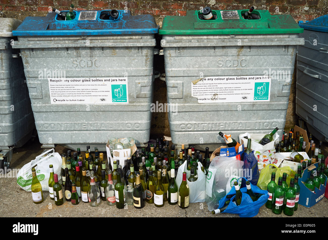 Recycling bottle bank Woodbridge Suffolk UK Stock Photo Alamy