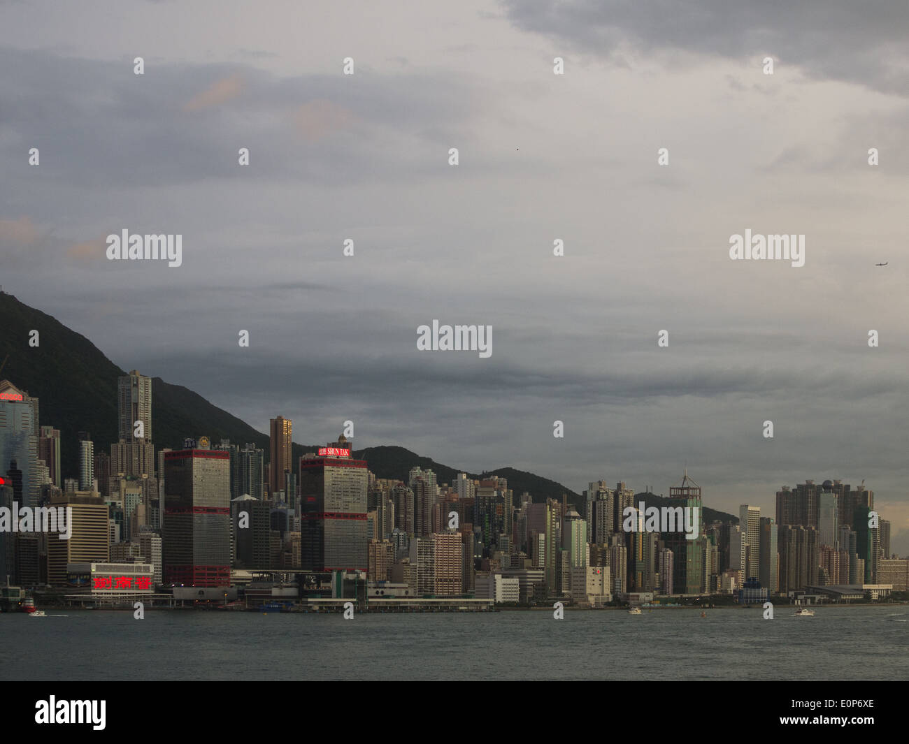 Shun Tak Centre,  Hong Kong–Macau Ferry Terminal, Shun Tak Heliport, ICAO code of VHST, Victoria harbor Stock Photo