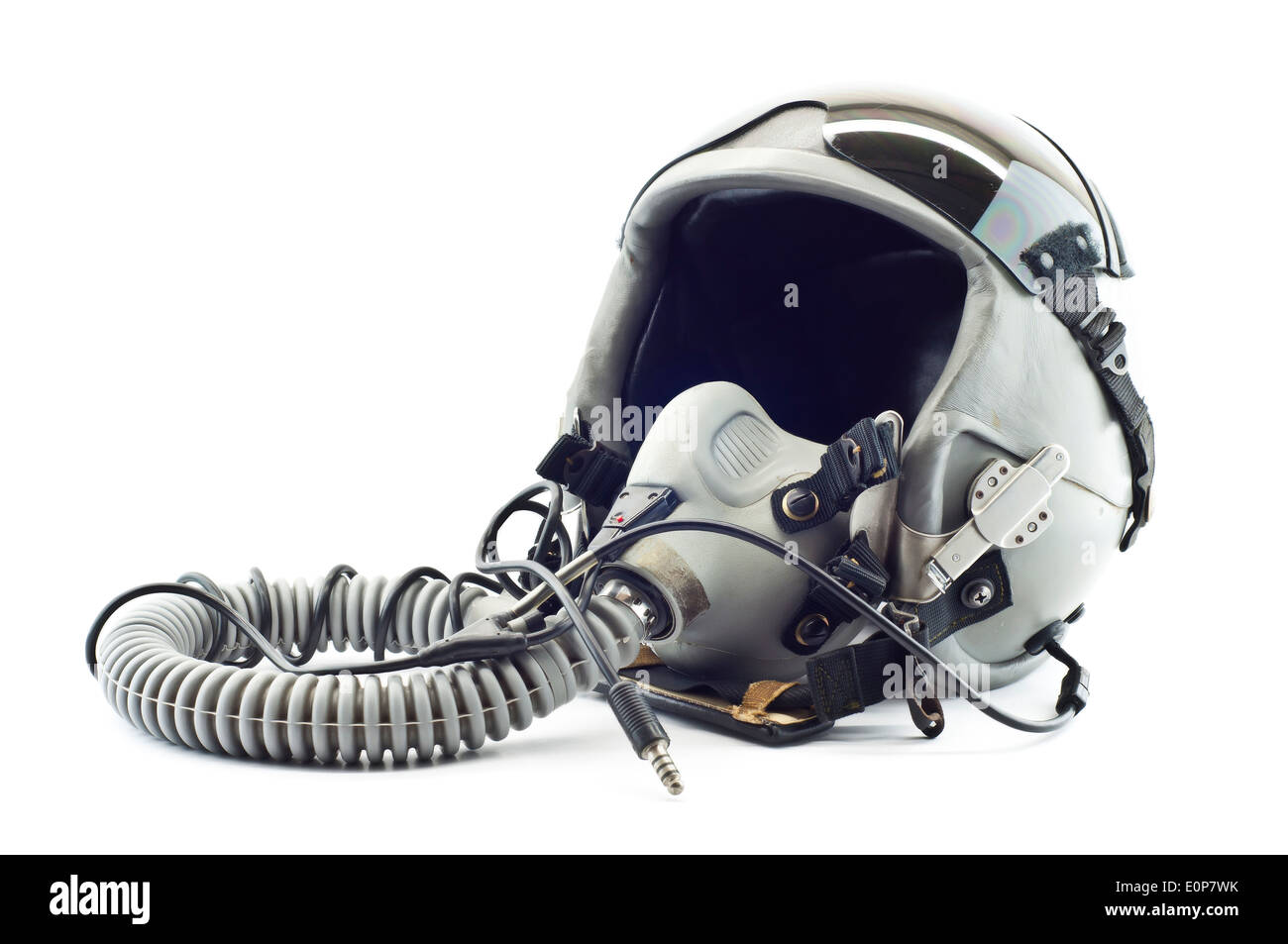 Fighter pilot flight helmet isolated. Stock Photo
