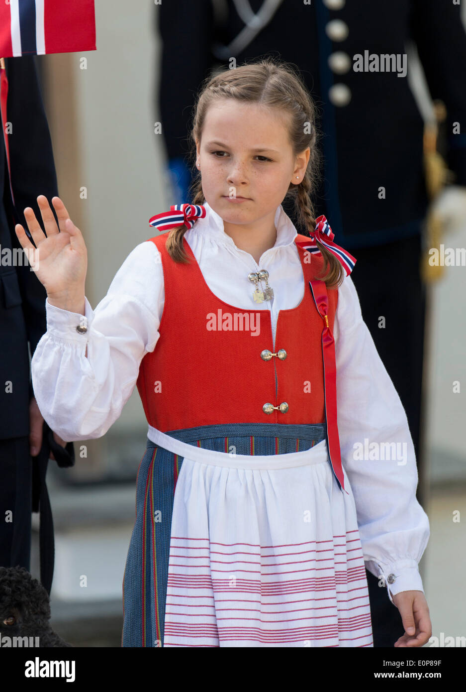 Oslo, Norway. 17th May, 2014. Princess Ingrid-Alexandra of Norway celebrates the national day at the residence in Skaugum and at the balcony of the royal palace in Oslo.  Credit:  Albert Nieboer /dpa /Alamy Live News Stock Photo