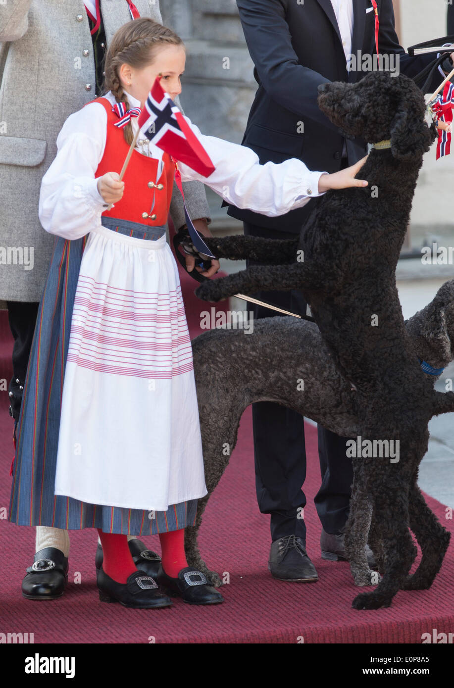 Oslo, Norway. 17th May, 2014. Princess Ingrid-Alexandra of Norway and dog Milly Kakao celebrates the national day at the residence in Skaugum and at the balcony of the royal palace in Oslo.  Credit:  Albert Nieboer /dpa /Alamy Live News Stock Photo