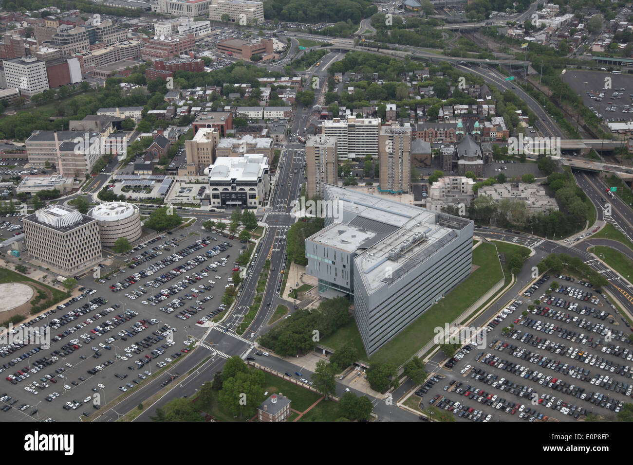 Aerial view of Hughes Justice Complex, Trenton, New Jersey Stock Photo
