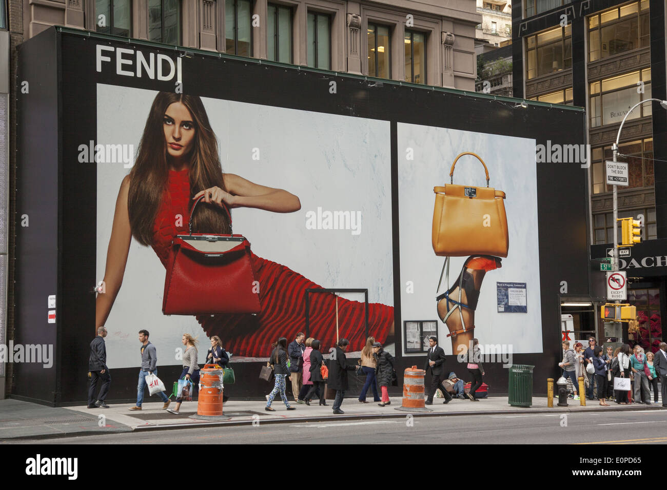 'High end', 'bigger than life' advertising for the wealthy at Madison Ave. & 57th St. in Manhattan, NYC. Stock Photo