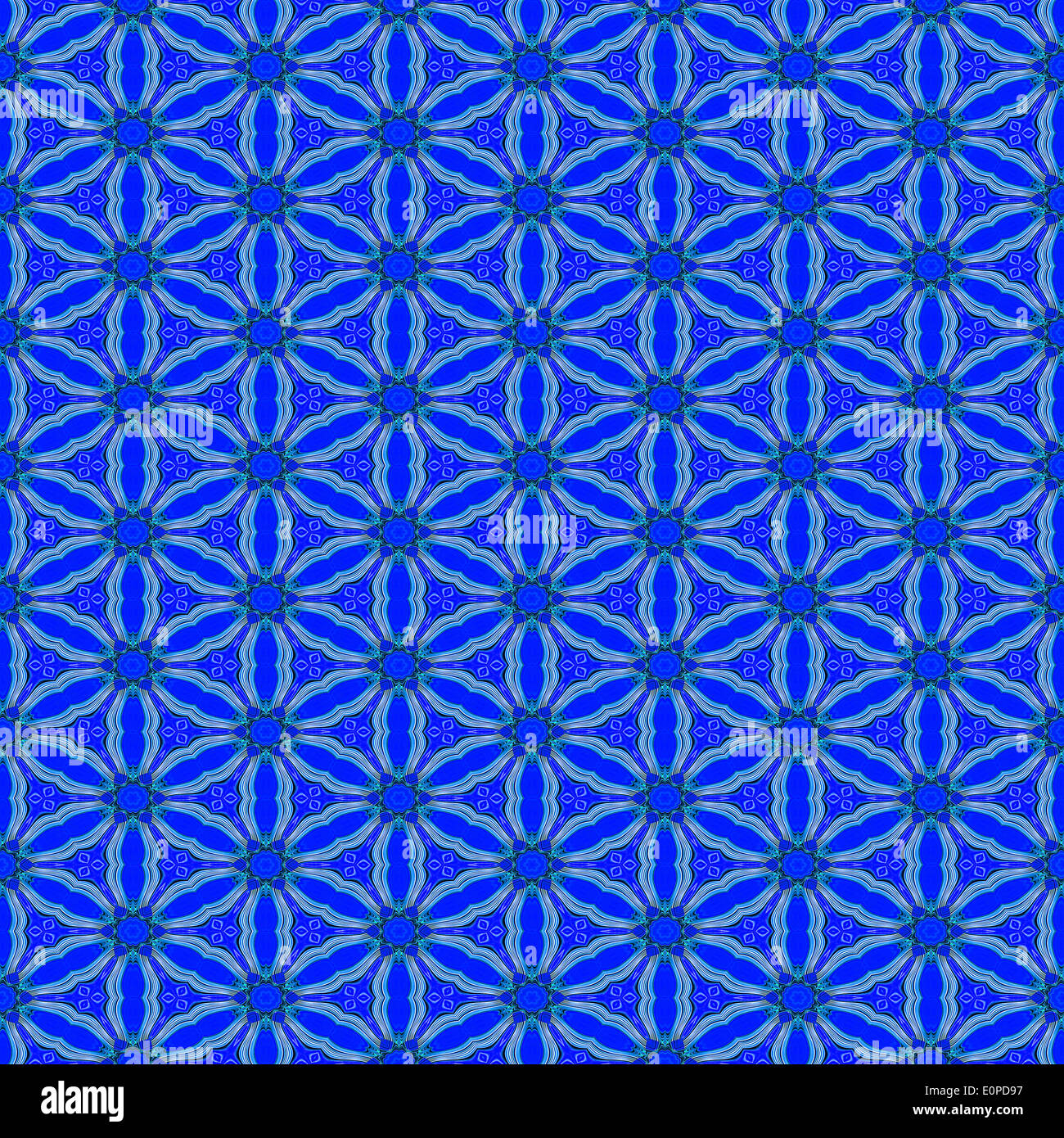 Seamless blue floral pattern - art nouveau style Stock Photo