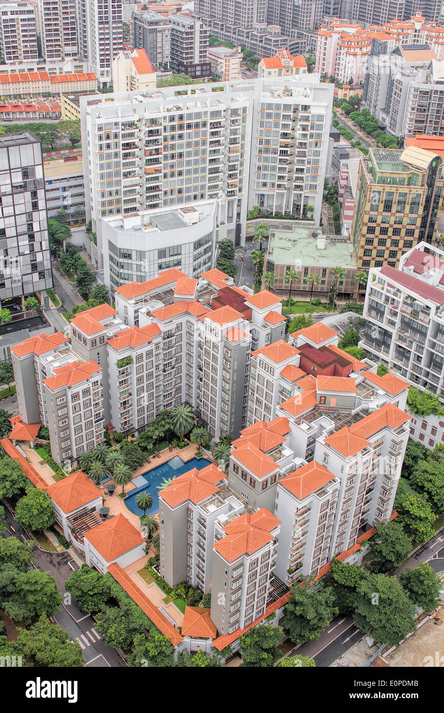 Luxury Condominiums by Robert Quay in Singapore Aerial View Stock Photo