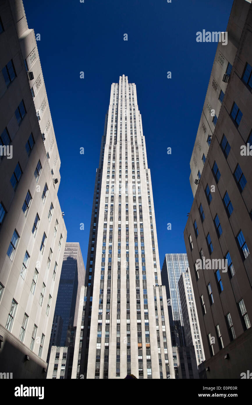 GE Building in morning light; Rockefeller Centre; New York City Stock Photo