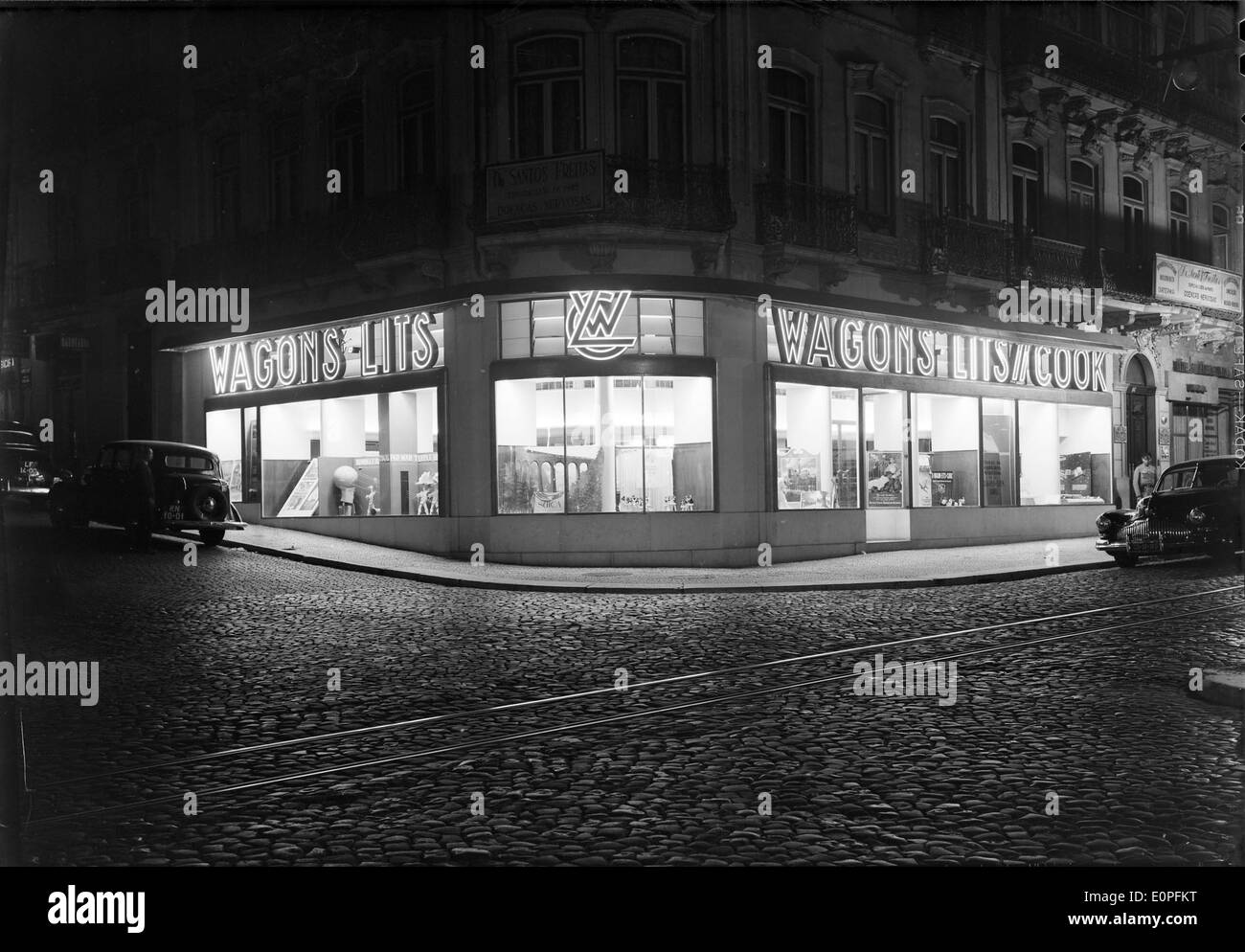 Reclame publicitário in Lisbon, Portugal, refers to advertising signage and promotional materials. It reflects the commercial landscape of the city and plays a role in urban marketing and branding. Stock Photo