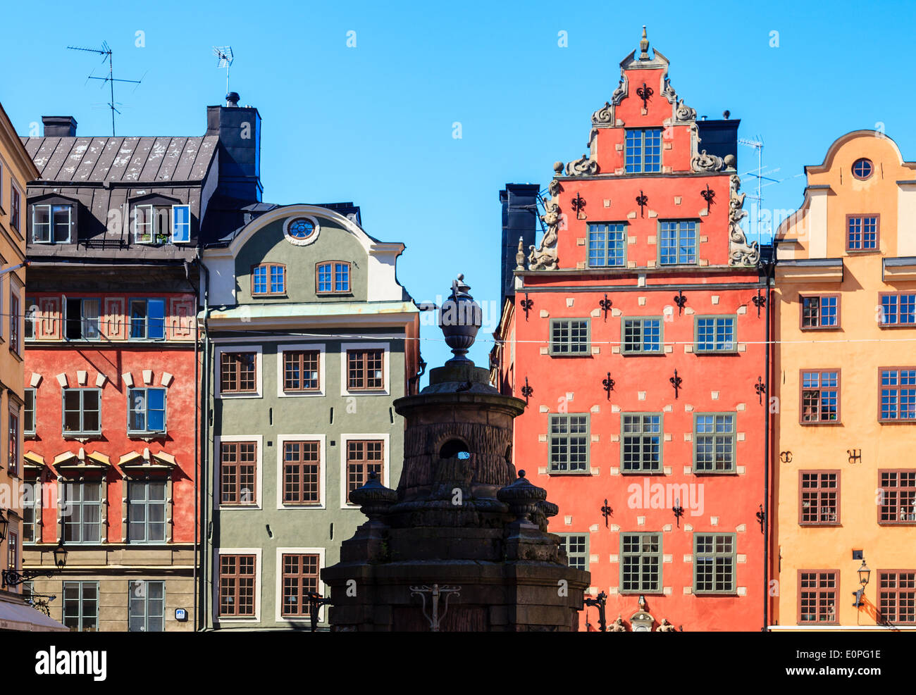 Very old Skandivanian architecture in Stockholm, Sweden. Stock Photo