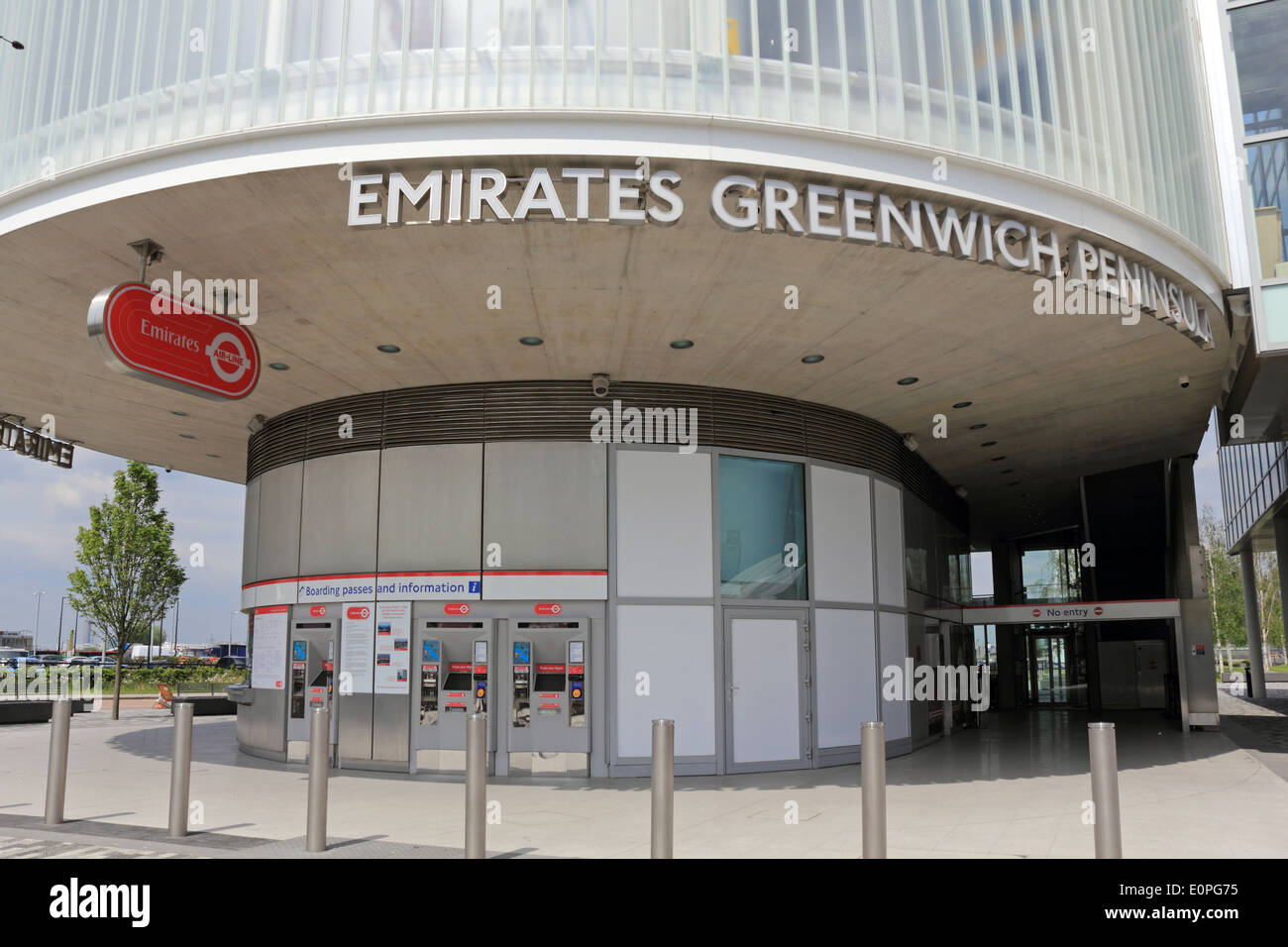 Emirates Air Line Cable Car ticket office at the Greenwich Peninsular, London, England, UK. Stock Photo