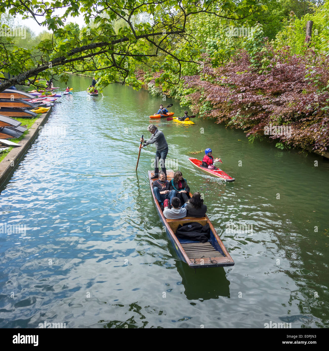 Kyaking Punting Boating River Cam Cambridge Stock Photo