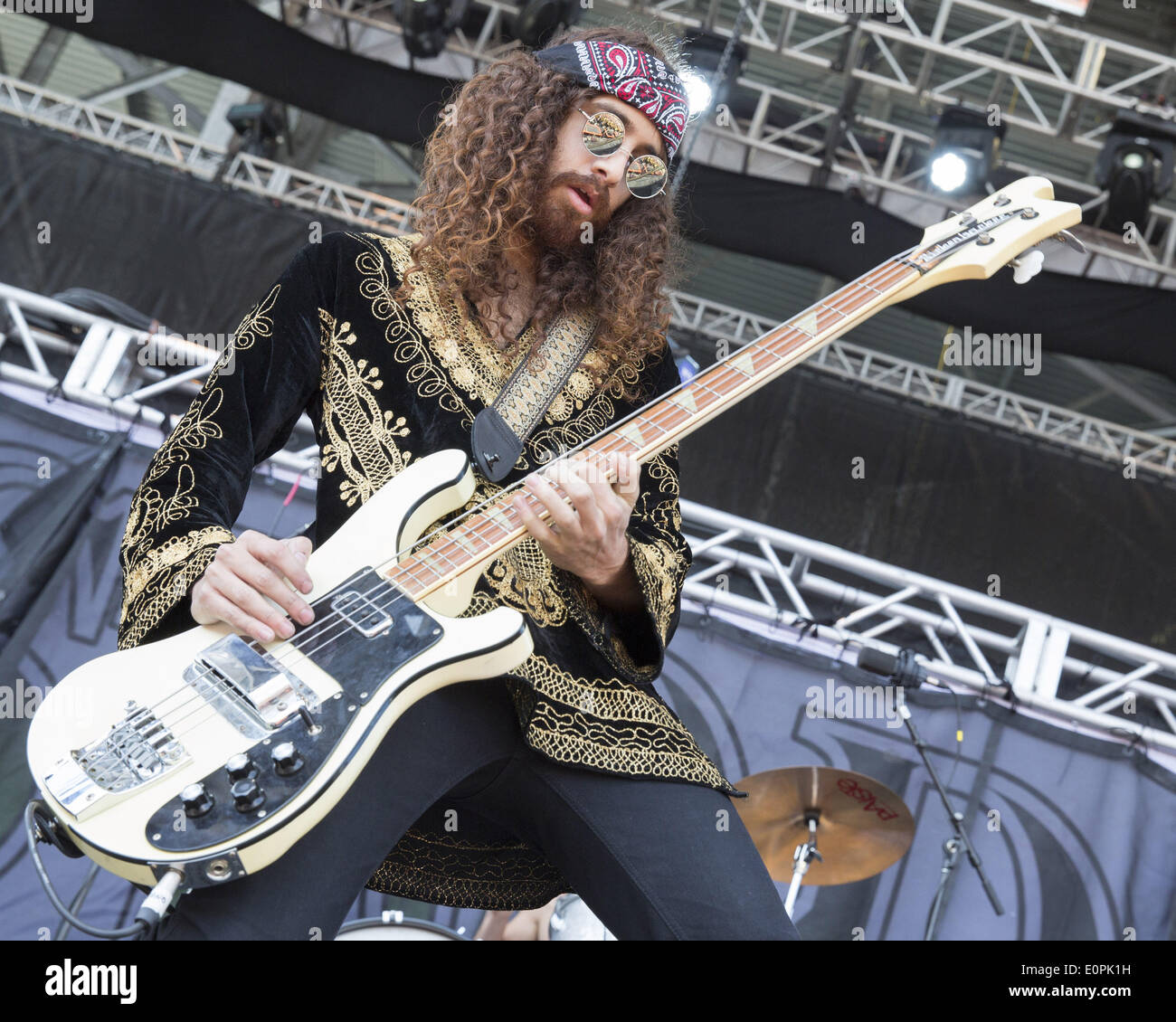 Columbus, Ohio, USA. 18th May, 2014. Bassist IAN PERES of Wolfmother  performs live at the Rock on the Range music festival in Columbus, Ohio  Credit: Daniel DeSlover/ZUMAPRESS.com/Alamy Live News Stock Photo -
