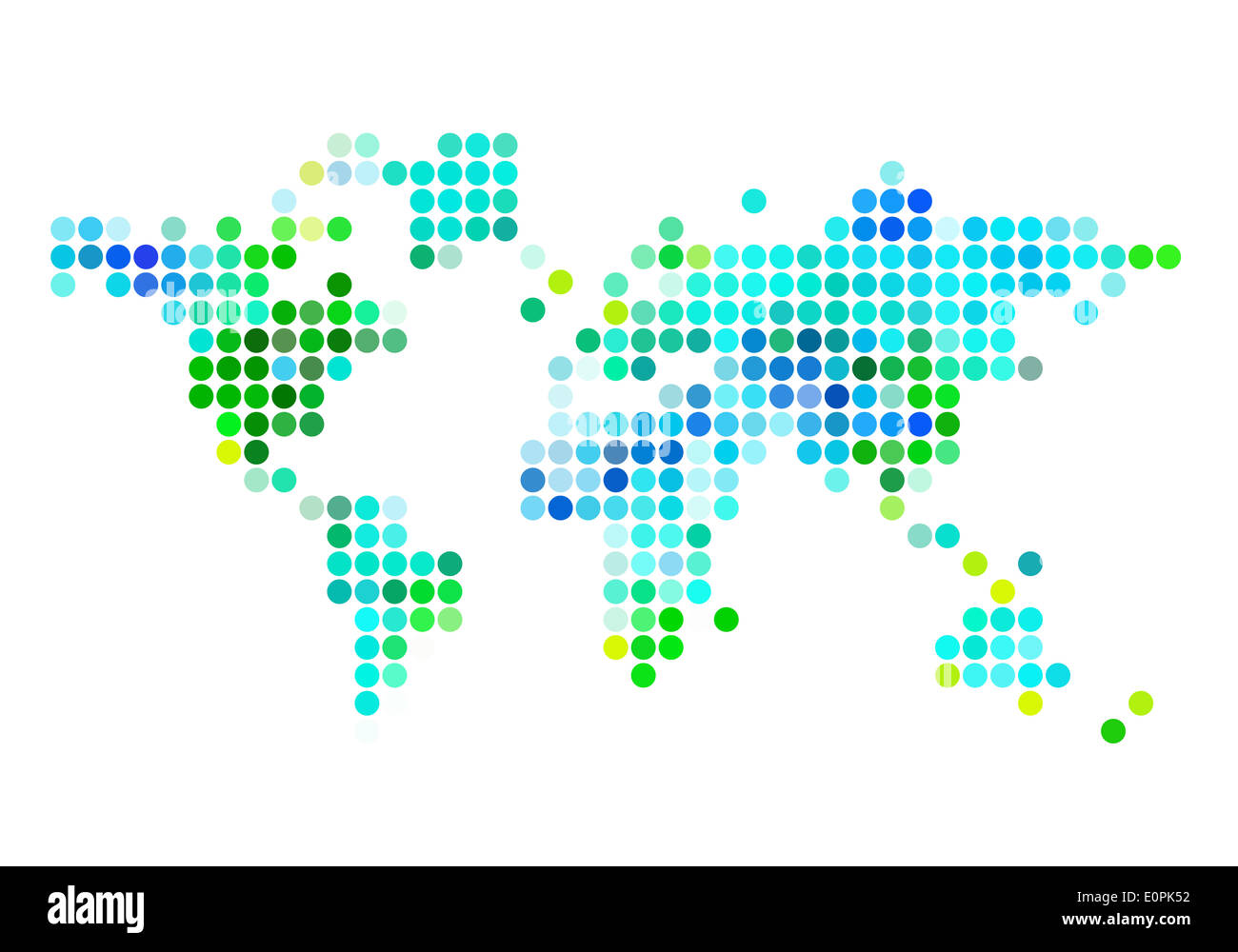 blue and green abstract world map with dot pattern, vector illustration Stock Photo
