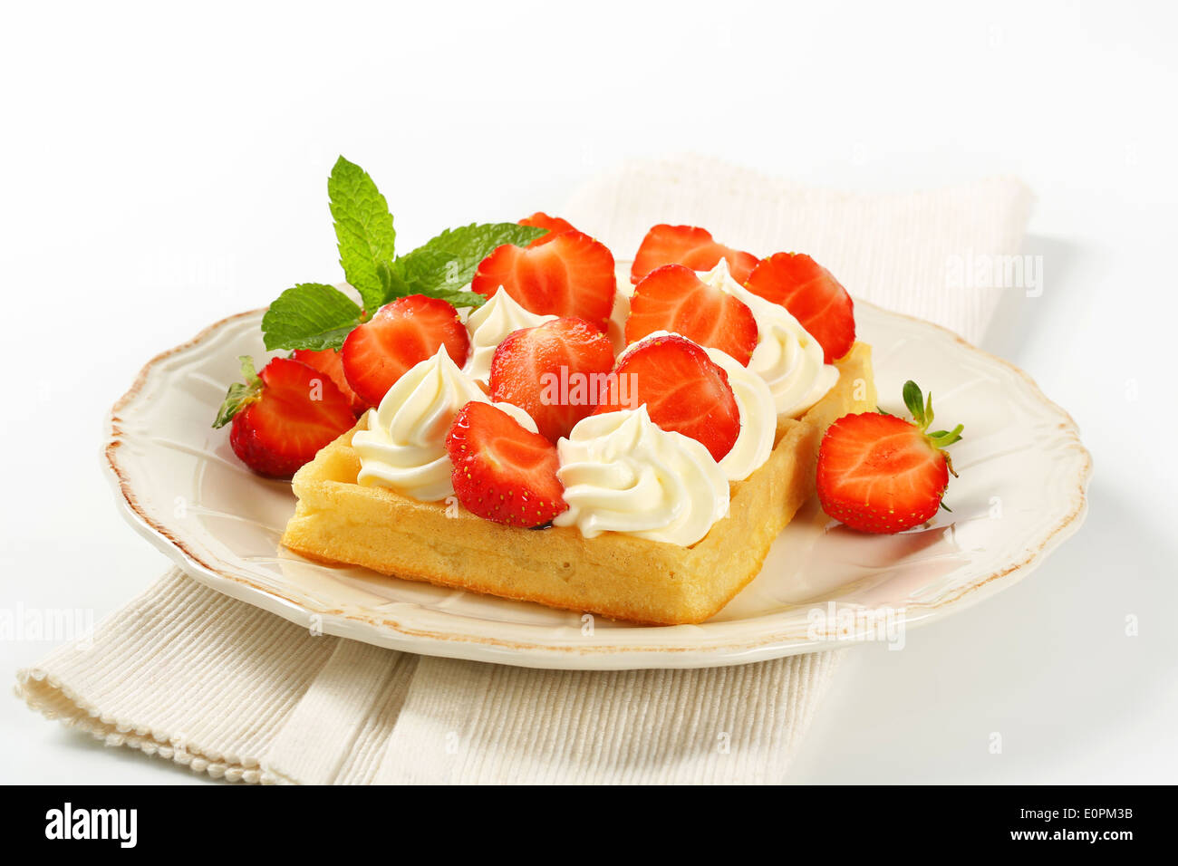 Waffle with whipped cream hi-res stock photography and images - Alamy