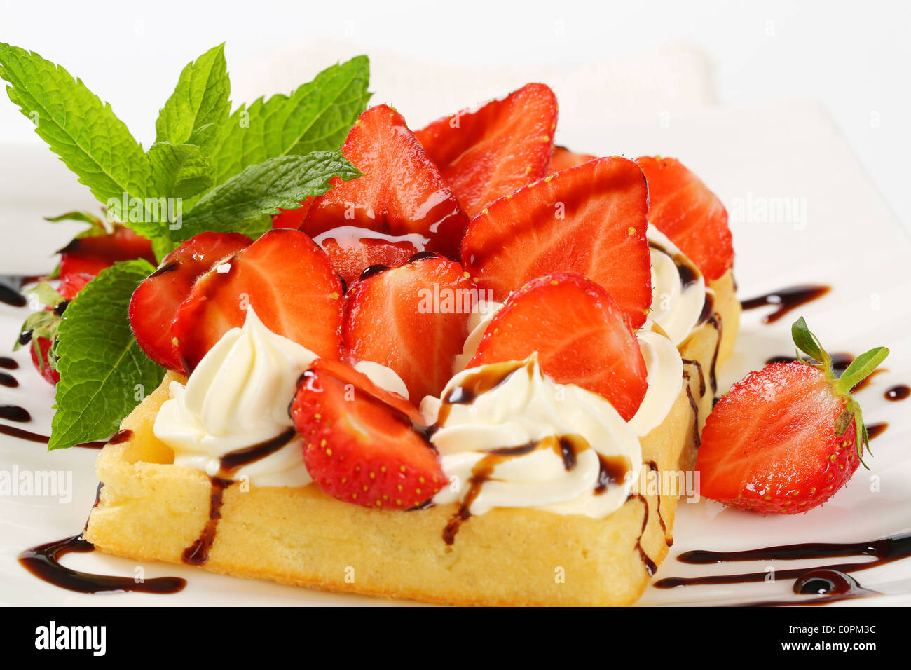 Waffle with whipped cream hi-res stock photography and images - Alamy