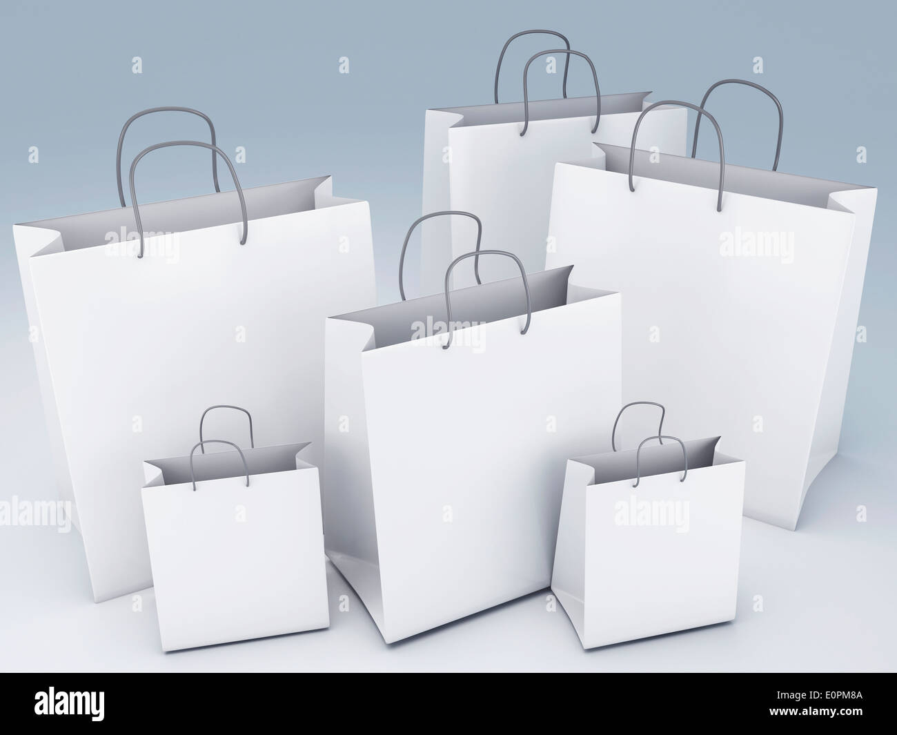 image of classic white shopping bags. 3d illustration Stock Photo - Alamy