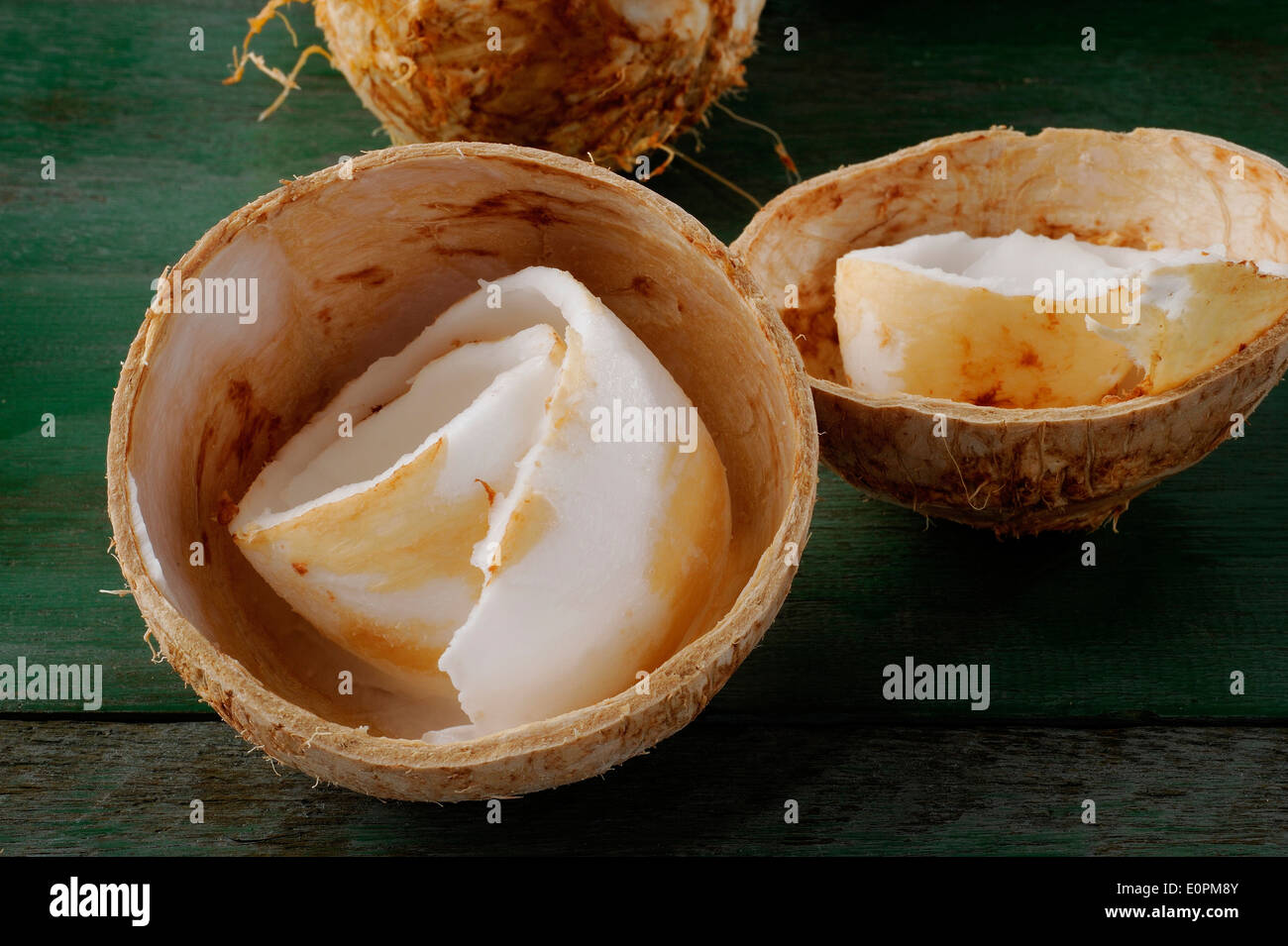 Coconut meat of the fresh young coconut Stock Photo