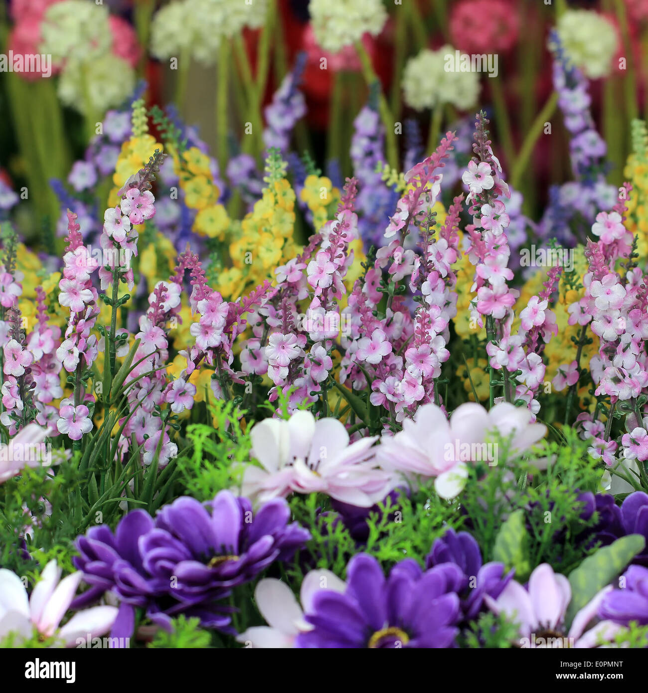colorful of decoration artificial flower Stock Photo