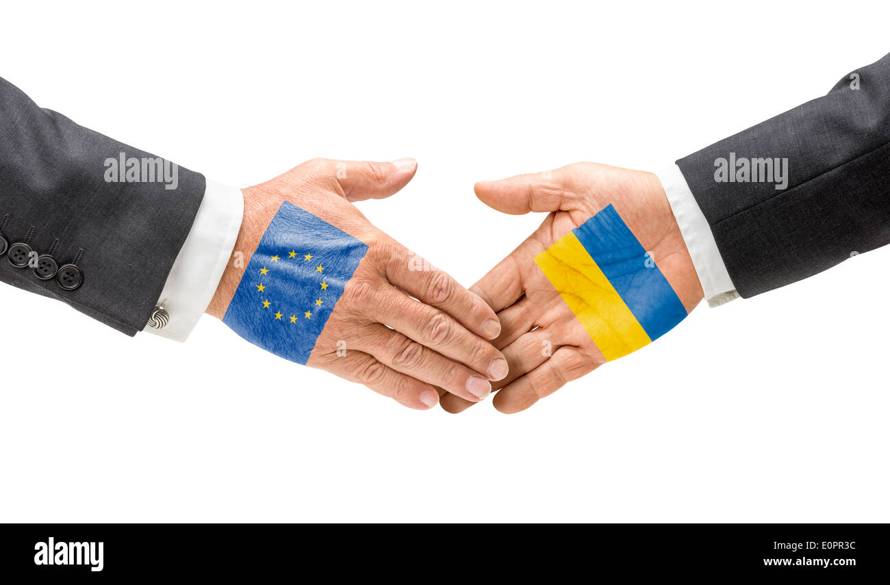 EU and Ukraine reach out their hands Stock Photo