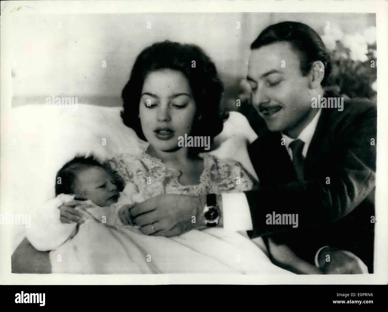 Nov. 11, 1956 - Son For Princess Ira; Princess Ira of Hohenlohe yesterday gave birth to a baby son, at Lausanne, Switzerland. The baby will be named Christoff Victorio Umberto. Photo Shows Princess Ira and Prince Alfonso with their newly born son, Christoff Victorio Umberto at the Mont-Choisi Clinic, Lausanne. Stock Photo
