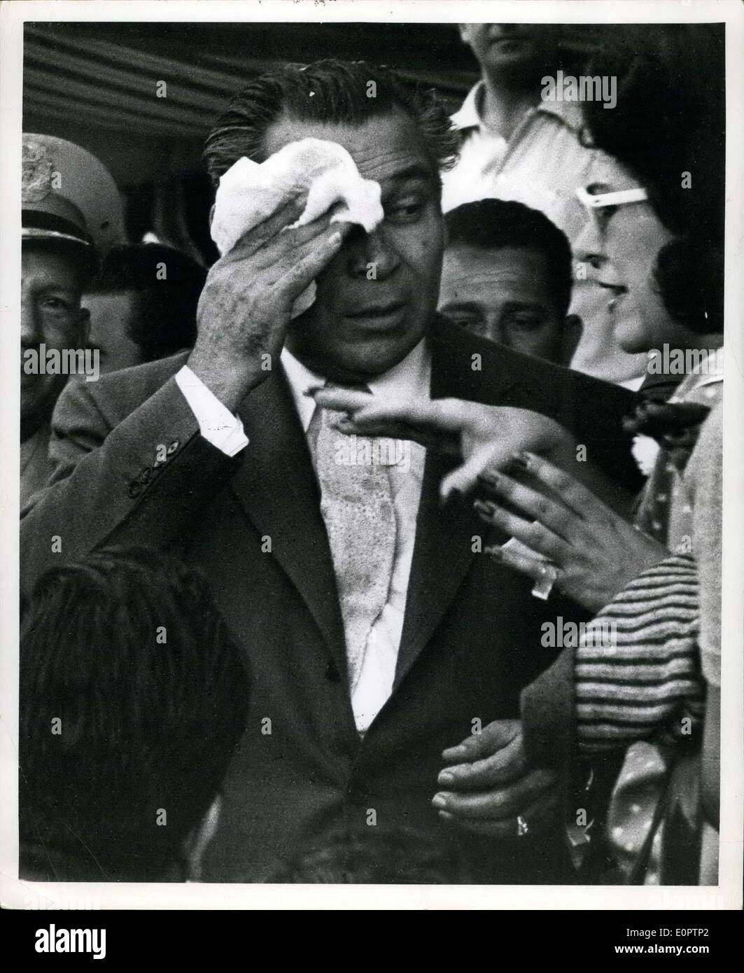 Feb. 25, 1957 - Generalissimo Fulgenic Batista at the Cuabn Grand Prix car race. Despite the interesting event the dictator seems to be worried and constantly perspiring. The Question is obvious? What to regain their freedom in this central American dictatorship. Stock Photo