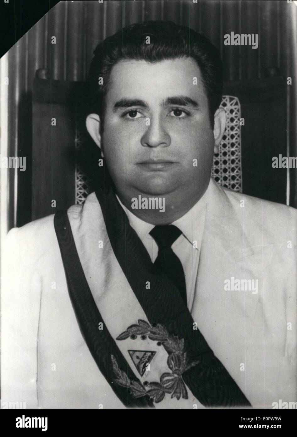 Jan. 01, 1957 - Luis Somoza elected President of Nicaragua: Photo shows a recent portrait or ''(illegible)'' Somo who has been elected President of Nicaragua. Stock Photo