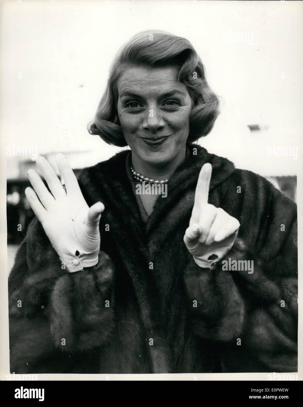 Jan. 01, 1957 - Rosemary Clooney comes back to London. Photo shows Popular singer Rosemary Clooney seen on her arrival in London yesterday on a ''strictly business'' trip. Rosemary is the wife of Jose Ferrer is the mother of two children and says her idea of an ''ideal family is six. Stock Photo