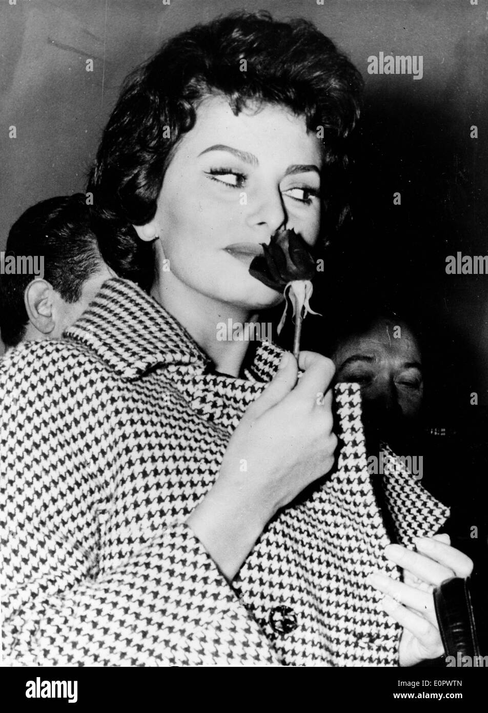 Actress Sophia Loren on set of 'The Legend of the Lost' Stock Photo