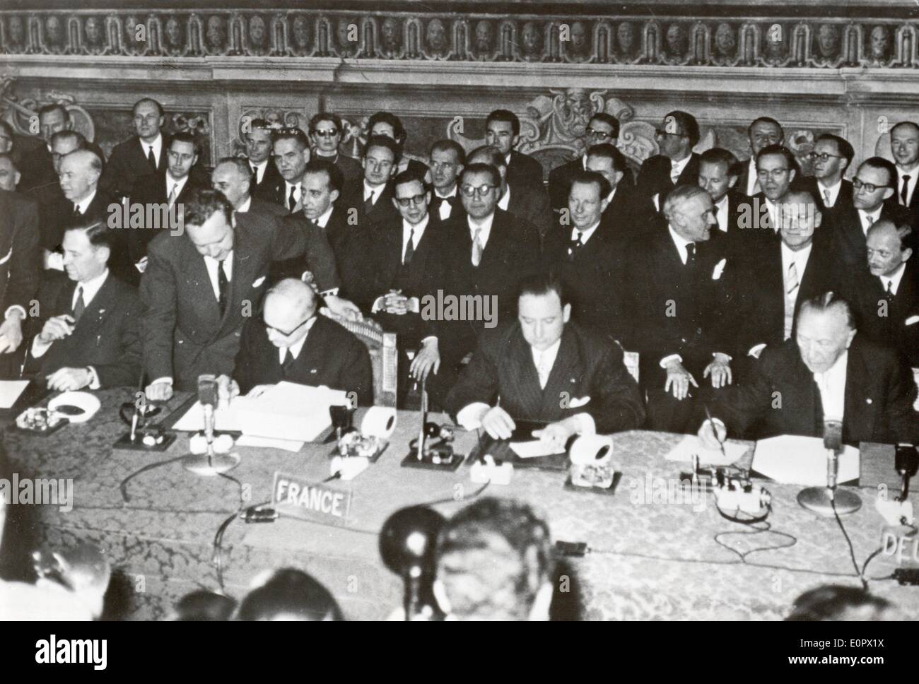 Signing of the Treaty of Rome Stock Photo