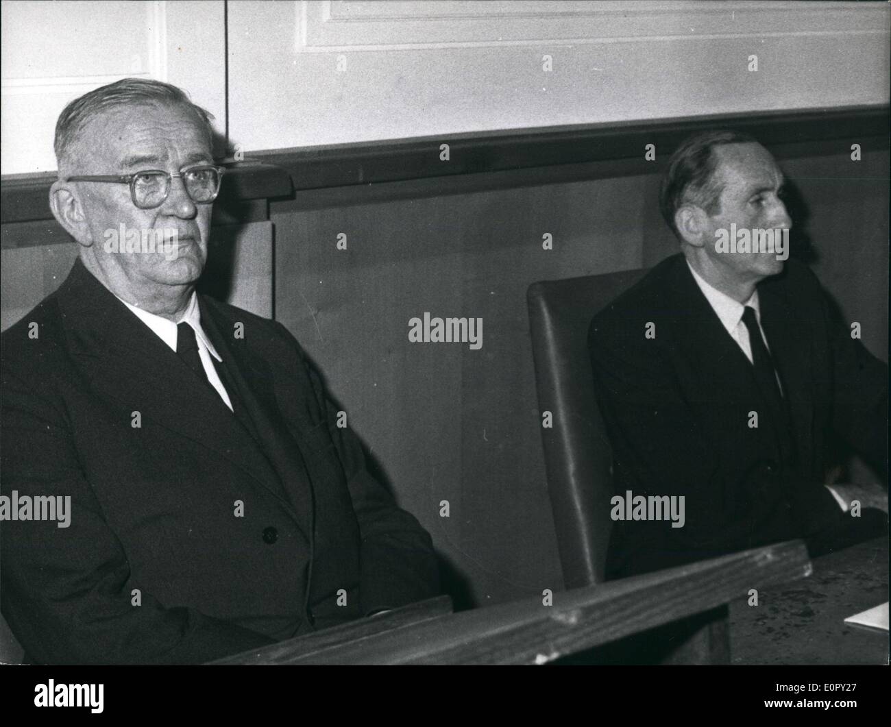 Apr. 30, 1957 - The first R?hm-Putsch trial began in Osnabr?ck with former gestapo chief Ernst M?ller-Altenau(left) and Udo Woyrsch on trial. Stock Photo