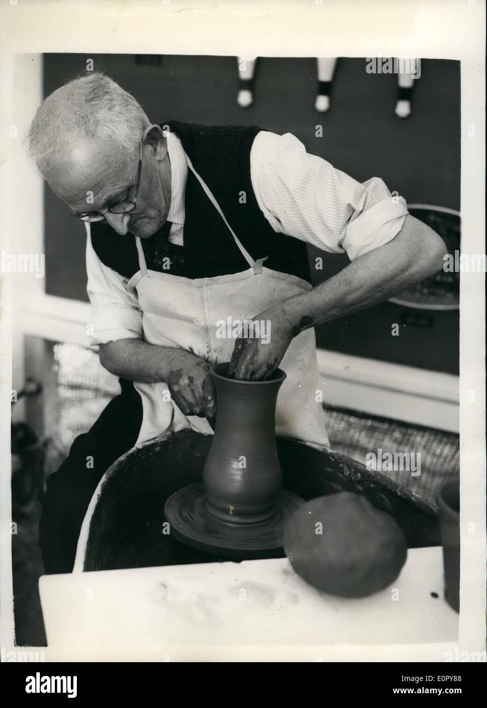 May 05, 1957 - Rural Industries Exhibition In London A Potter At Work: Many interesting items of country life are to be seen at Stock Photo