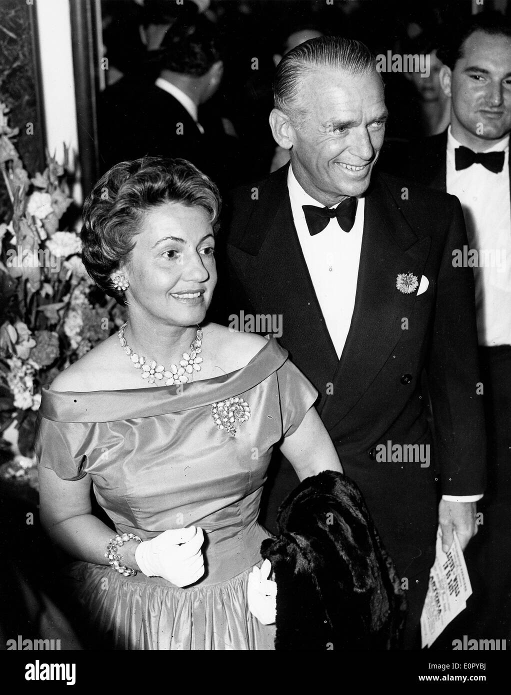 Actor Douglas Fairbanks Jr. at film premiere with wife Stock Photo