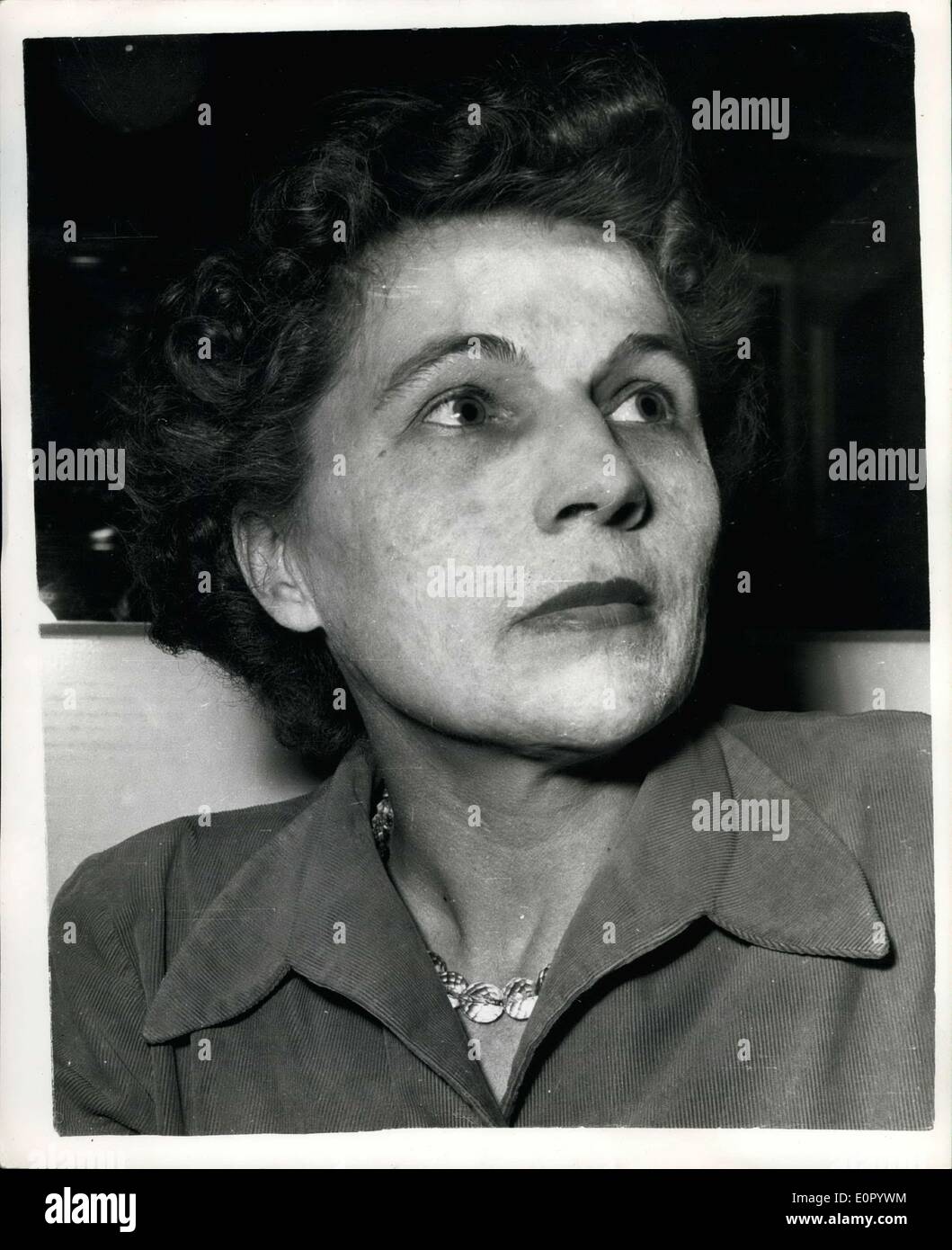 May 09, 1957 - ''Mrs. X'' - Pawn of Red Spy ring. Mrs. Emma Oliver: Mrs. Emma Oliver - said yesterday that she was the ''Mrs. X'' - accused of being an agent in the spry ring set up by Romanian Diplomat Eugen Perianu in Britain. Born in the Romanian province of Transylvania 42 years ago- she was a mixture of Romanian and Hungarian - but is now British by marriage. She said her association with Perian started because she wanted to go home to Romania to see some of her people some of whom were old and sick - and she had been interrogated by M.I.5 - but had not spied at any time Stock Photo