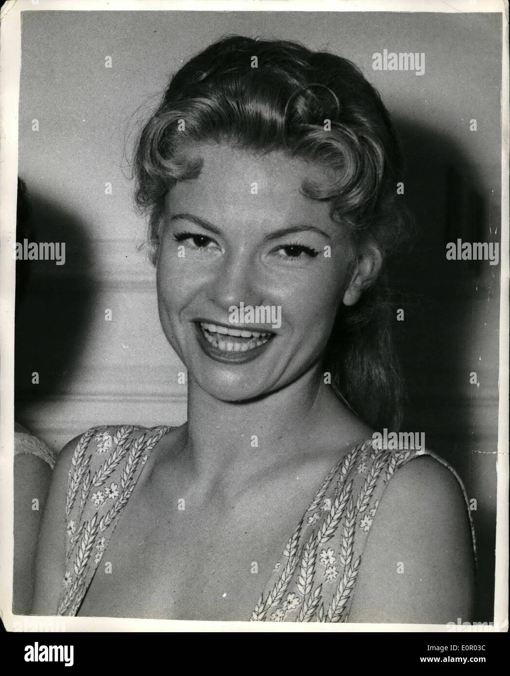 Jul. 07, 1957 - She Is A Friend Of The New Aga Khan French Film Starlet: French film starlet Anne Marie Merson said last night that she was a friend of Prince Karim - the Aga Khan IV. She said ''I suppose I am the only girl he has ever been around with''. Anne said she is going to Geneva on Tuesday to see Prince Karim - who is the world's most eligible bachelor. The couple met more than a year ago at Cannes on the French Rivers. Photo shows Anne Marie Merson - during a recent visit to London. Stock Photo