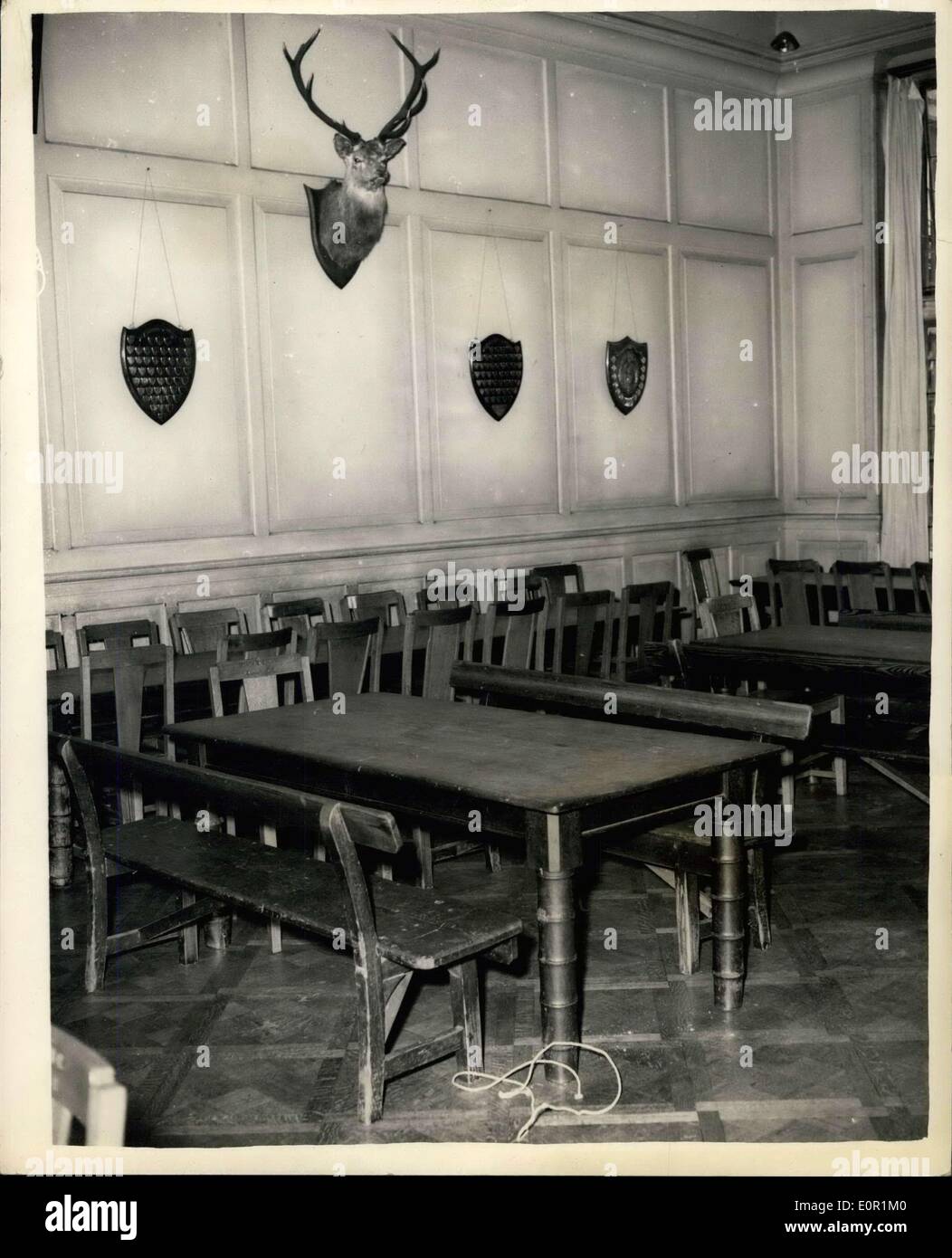 Sep. 02, 1957 - ''Open Day'' At Prince Charle's New School. The Dining Room: Members of the press attended an ''Open Day'' at Cheam School, Headley, near Newbury today - where Prince Charles will be a ''new boy'' at end of the month. Photo shows View of the Dining Room at Cheam School - where Prince Charles will have his meals. Stock Photo